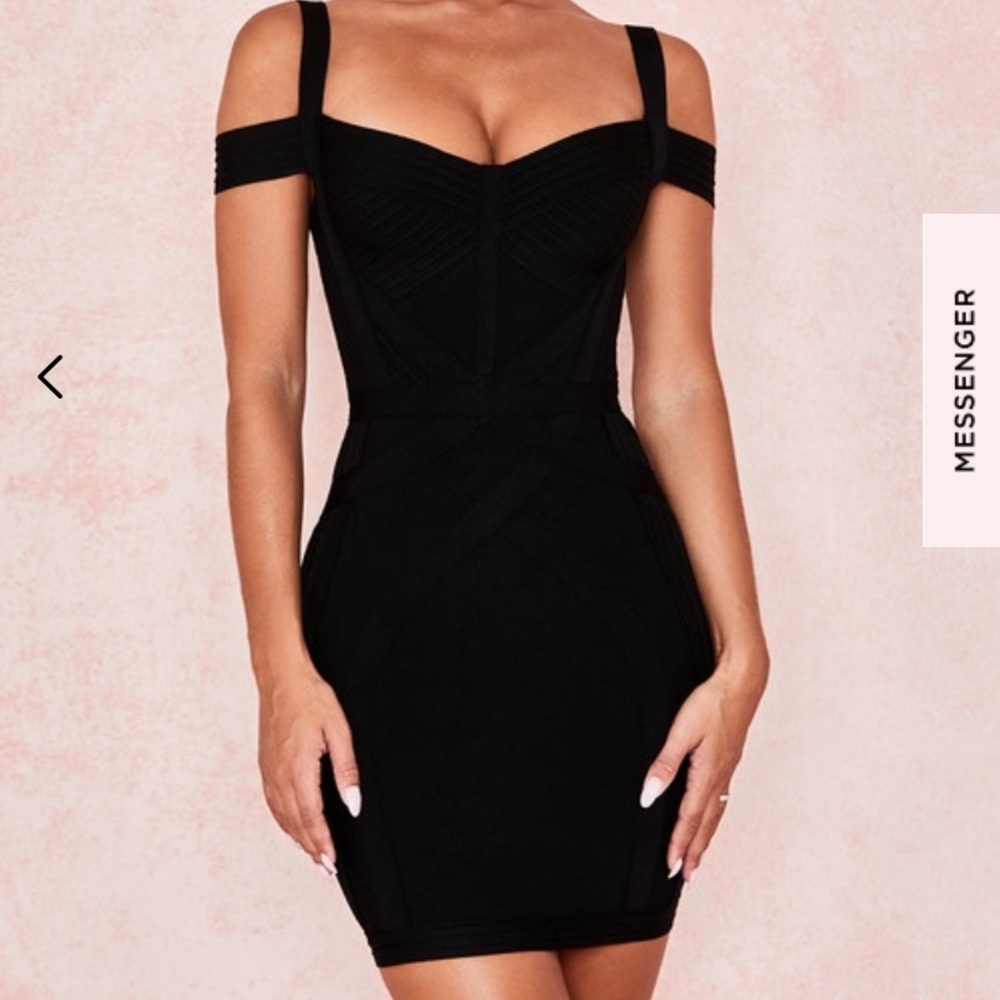 House of CB BLACK BANDAGE MINI DRESS